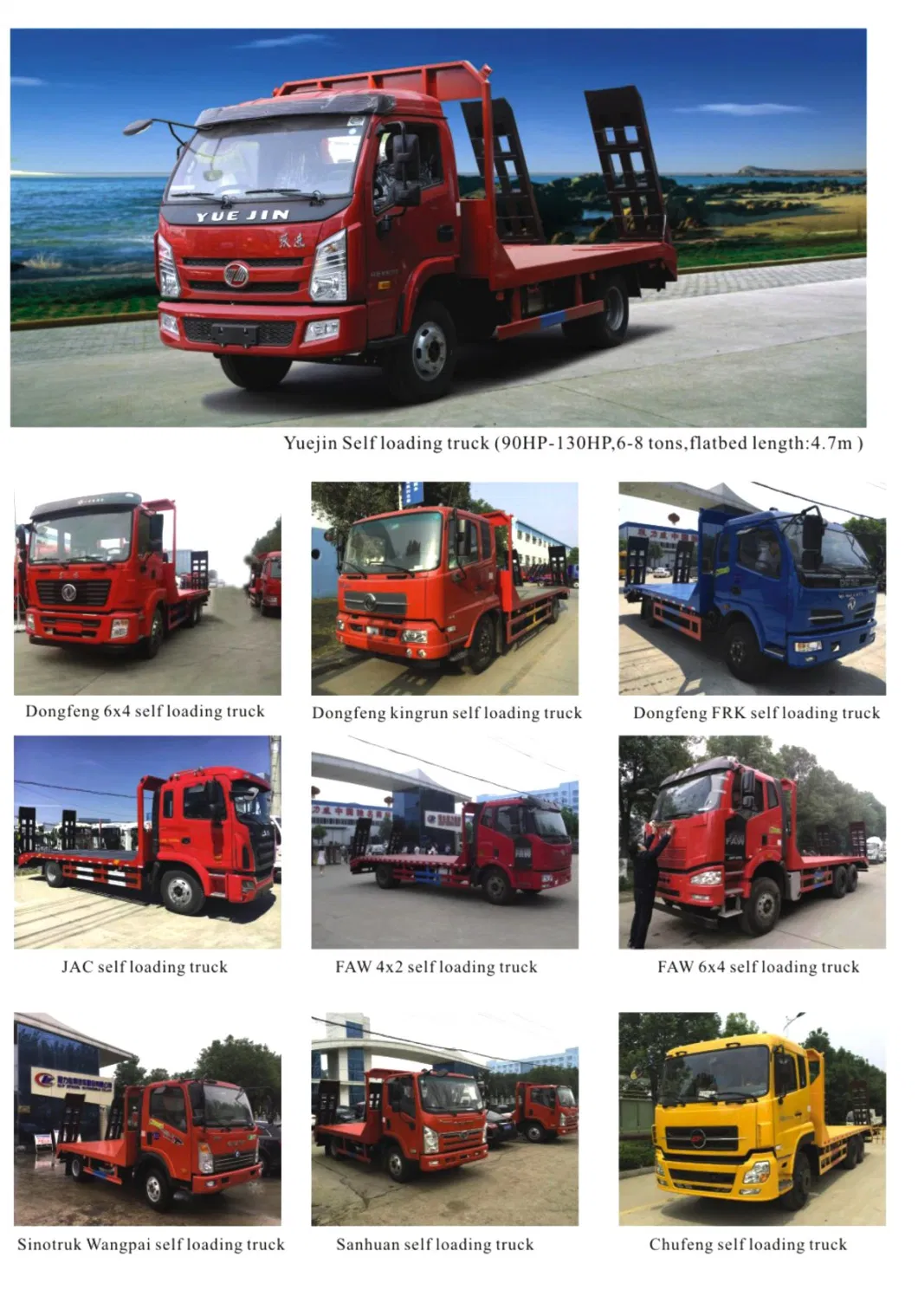 Dayun 8X4 22-30 Ton Concave Flatbed Transport Truck, Flat Bed Excavator Transport Truck